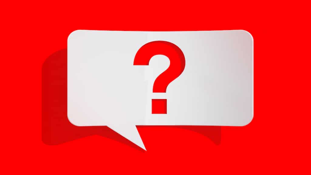 Red background with white speech bubble and question mark. | FAQs about HVAC Piston Body