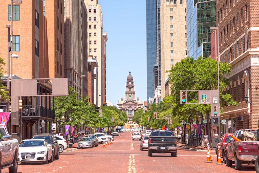 Street in fort worth, tx. City with AC repair company