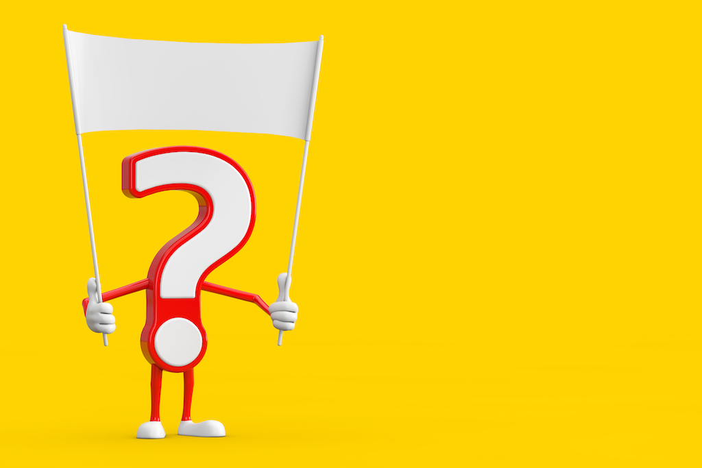 Red outline question mark with yellow background representing FAQs about Air Conditioning Service.