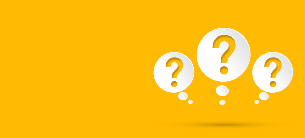 Three question marks in speech bubbles with yellow background. Air conditioning services in Richland Hills.