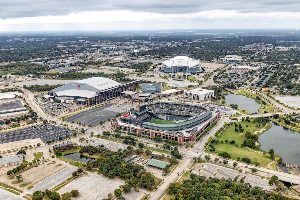 Birds eye view of Arlington, TX and Dallas Cowboys Stadium | AC Repair in Arlington