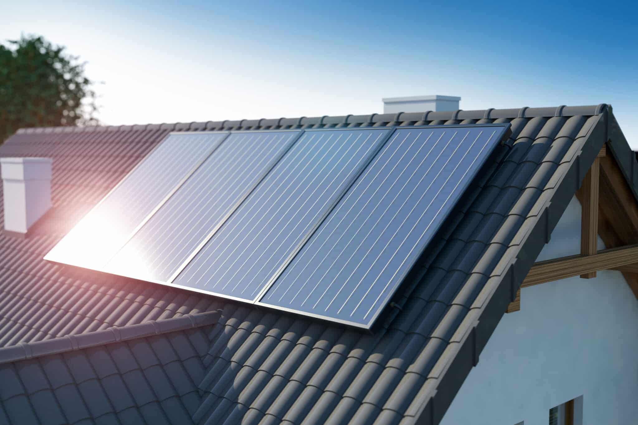 Solar panel on the roof, HVAC Efficiency.