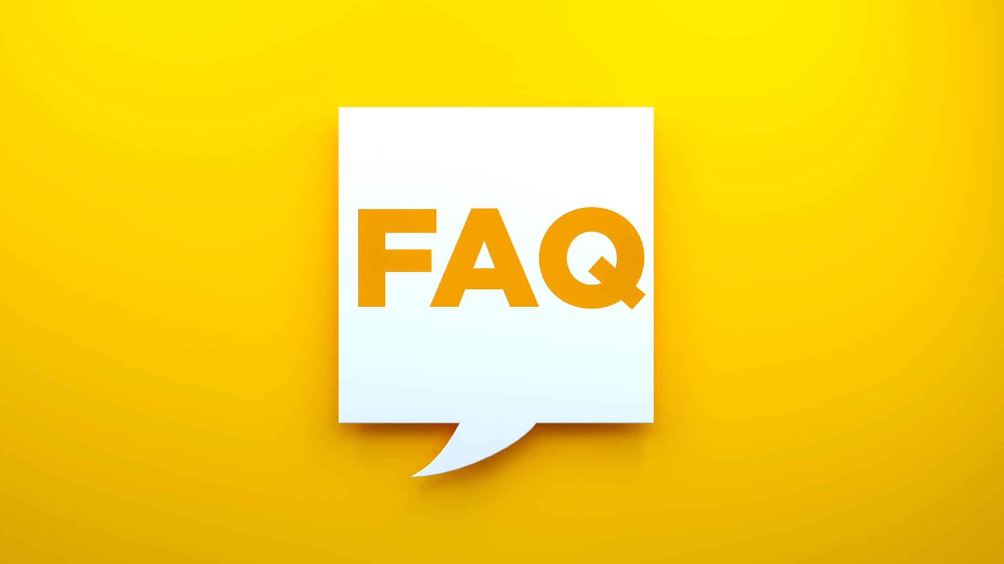 AC System Diagnostics FAQ Text on Square Speech Bubble over Yellow Background.
