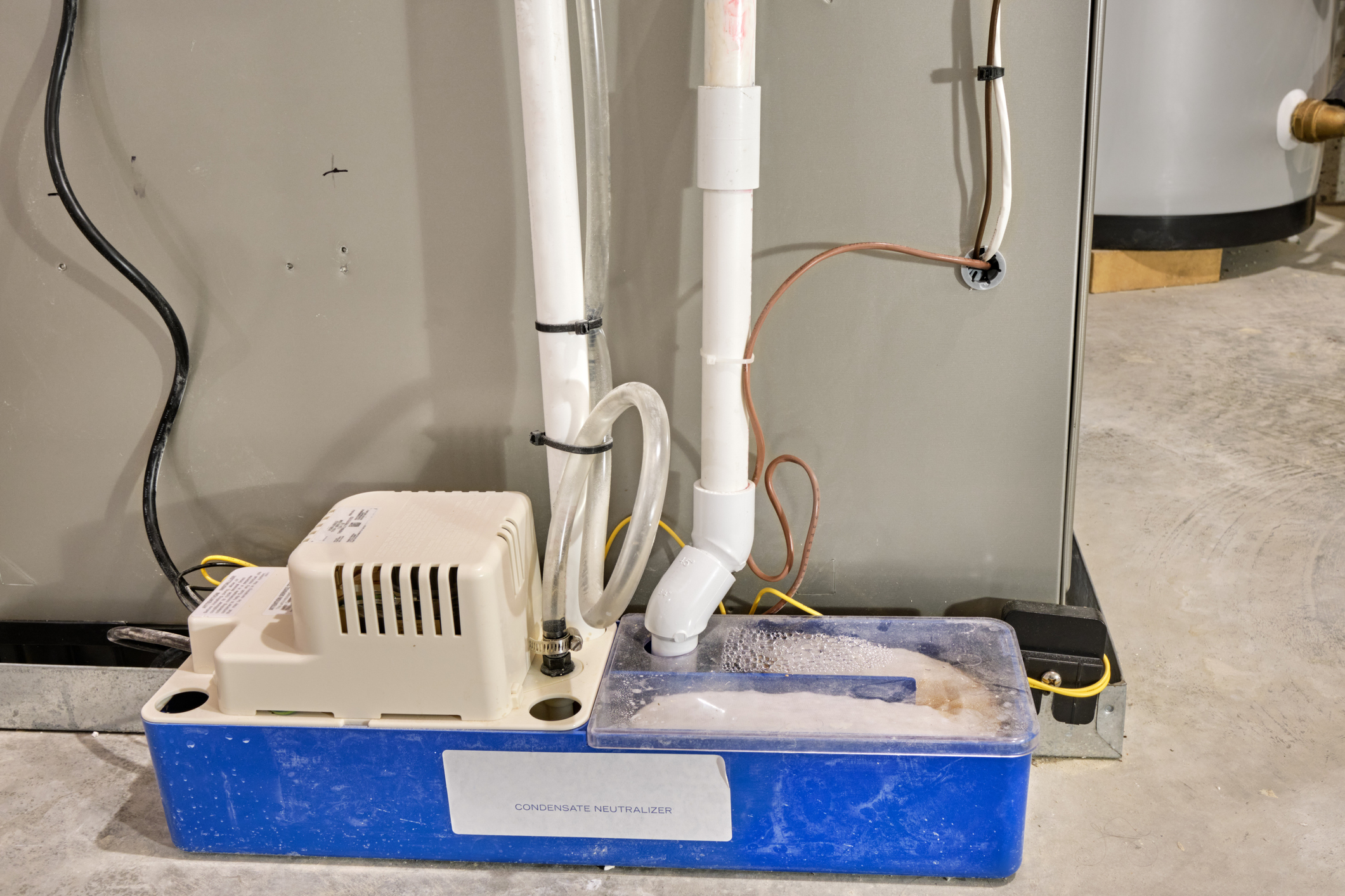 HVAC condensate line reroute, condensate pump repair.