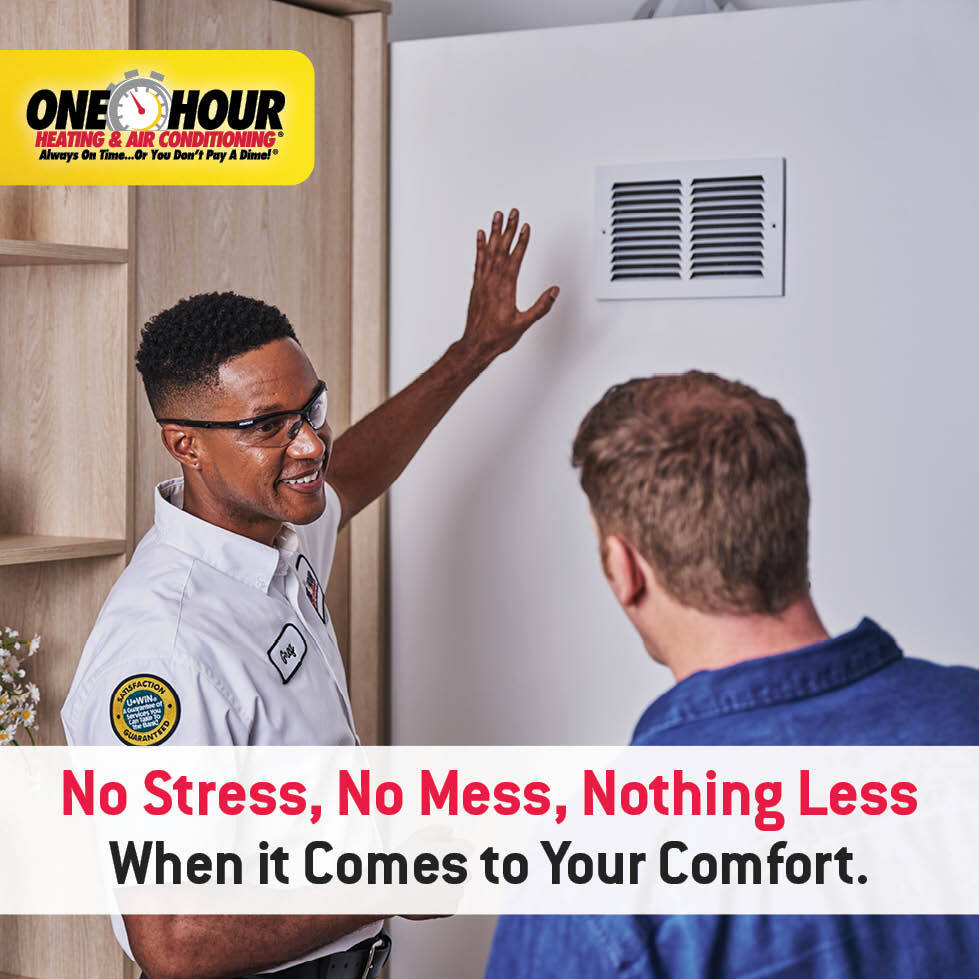 HVAC air return grille upgrade by One Hour Air Conditioning & Heating of Fort Worth.