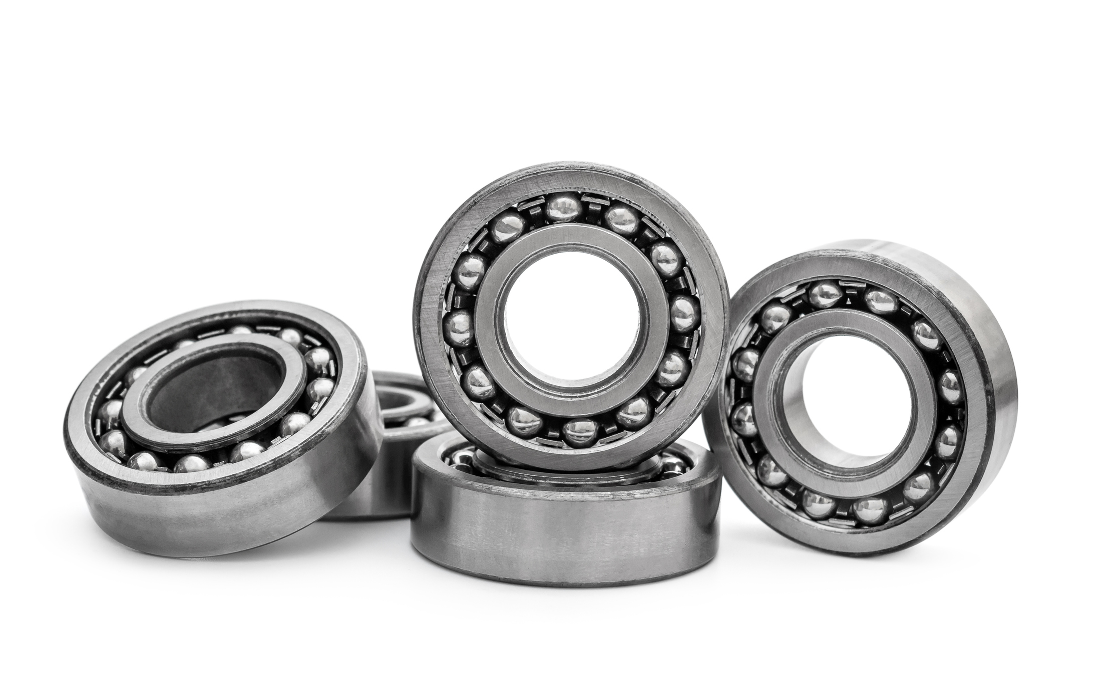 Metal motor bearing noise diagnostics concept on a white background.