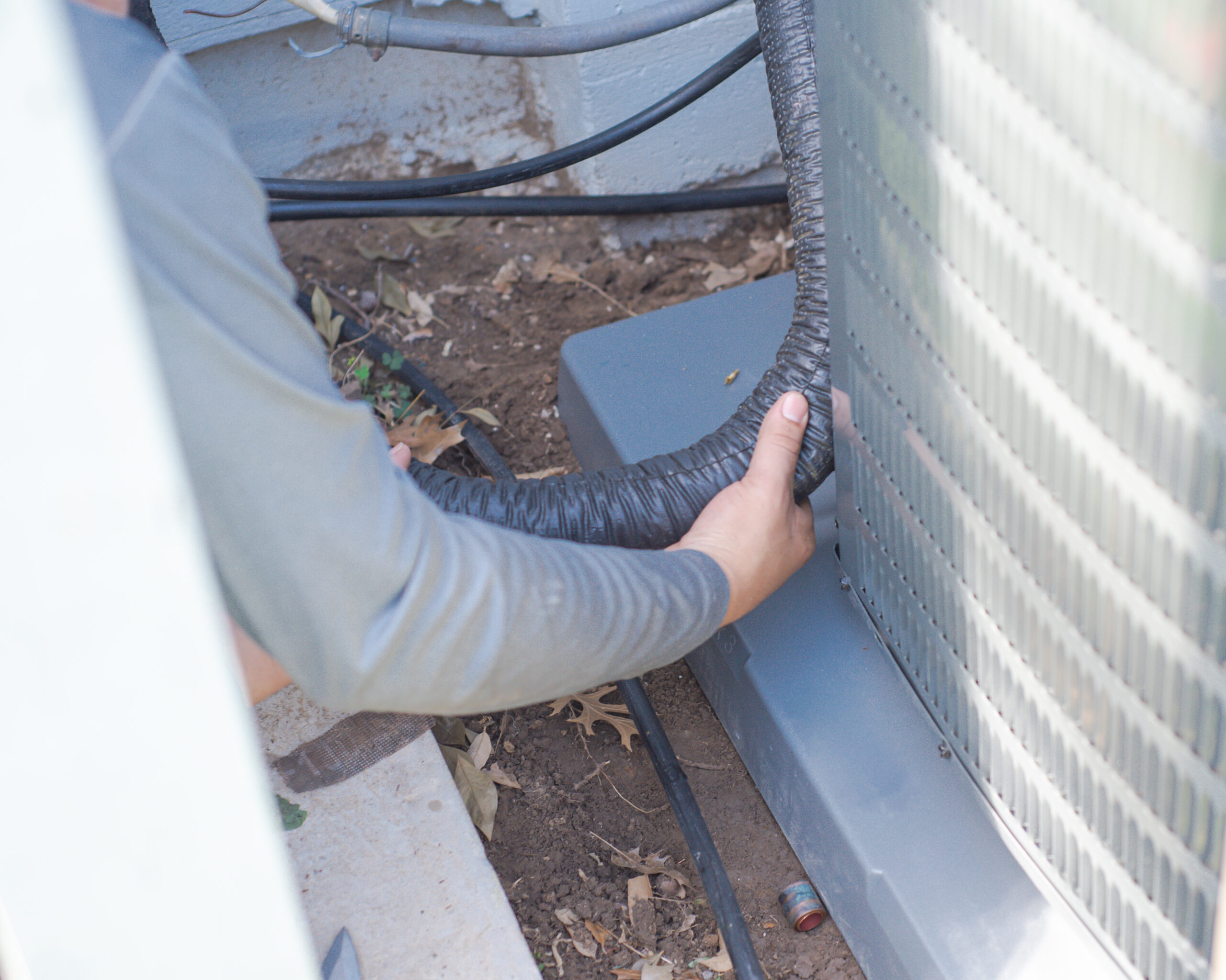 Refrigerant line insulation, HVAC maintenance.