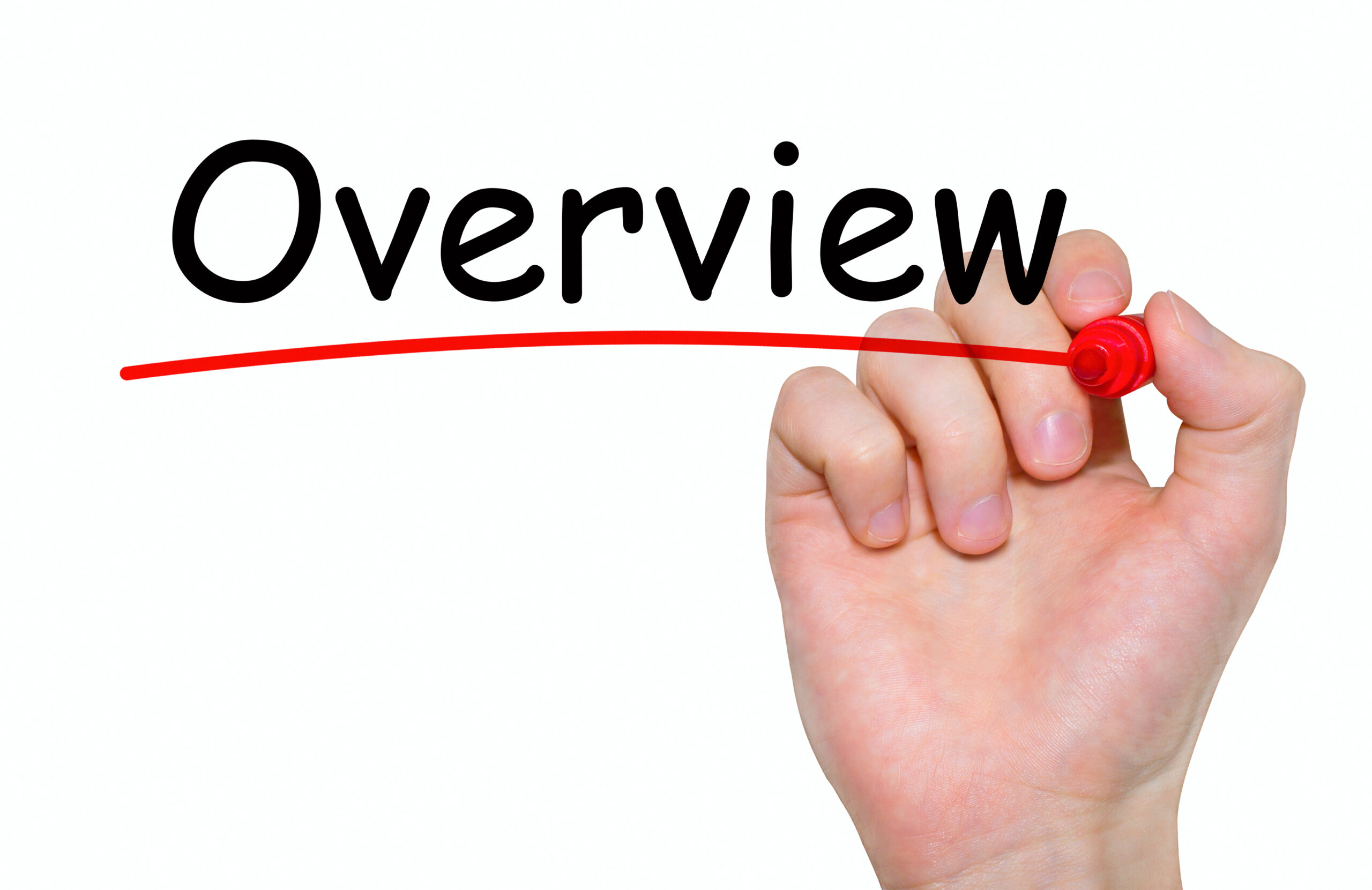 Hand writing Overview with red marker, Texas HVAC requirements.